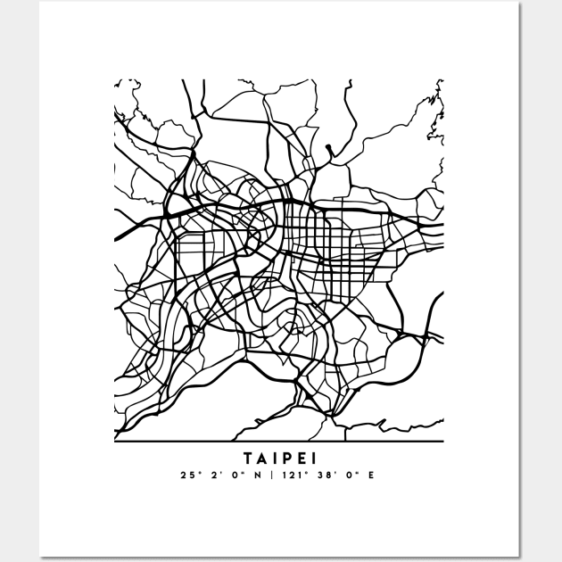 TAIPEI TAIWAN BLACK CITY STREET MAP ART Wall Art by deificusArt